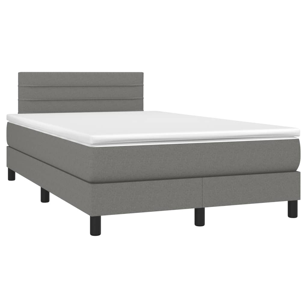 vidaXL Κρεβάτι Boxspring με Στρώμα Σκούρο Γκρι 120x190 εκ Υφασμάτινο