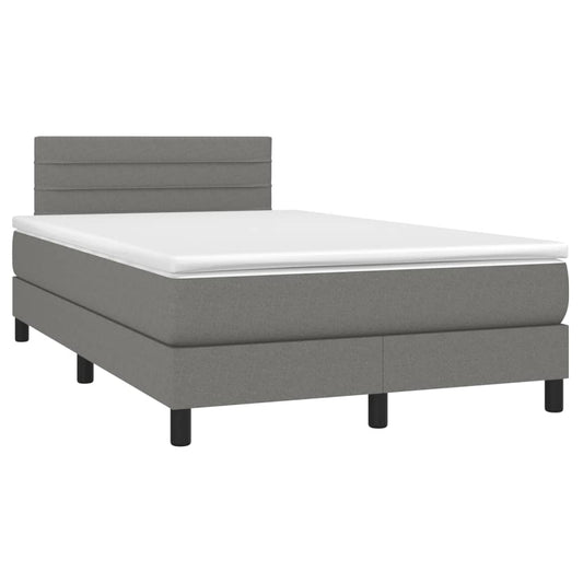 vidaXL Κρεβάτι Boxspring με Στρώμα Σκούρο Γκρι 120x190 εκ Υφασμάτινο