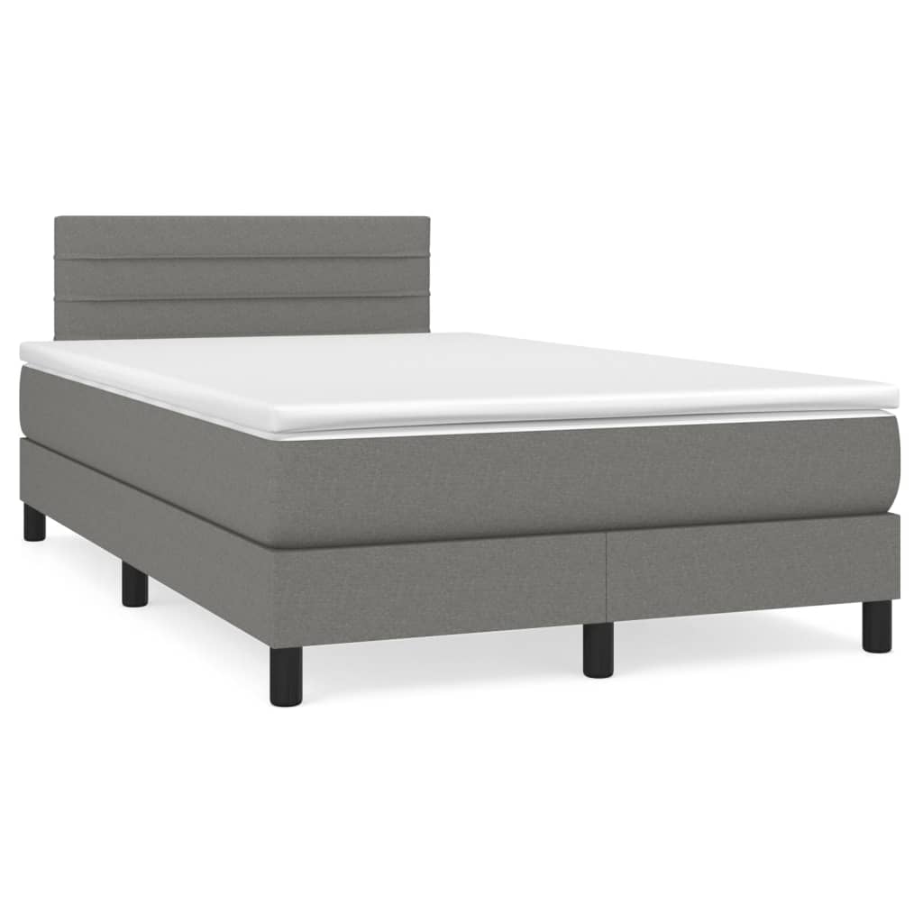 vidaXL Κρεβάτι Boxspring με Στρώμα Σκούρο Γκρι 120x190 εκ Υφασμάτινο