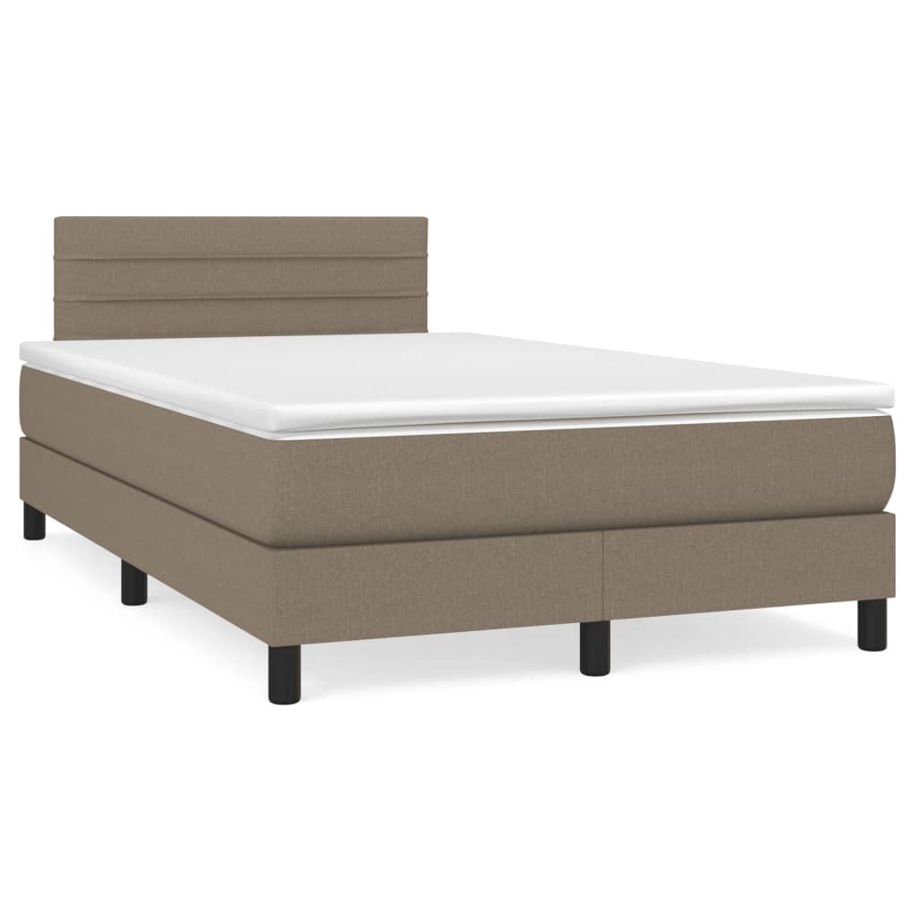 vidaXL Κρεβάτι Boxspring με Στρώμα Taupe 120x190 εκ. Υφασμάτινο
