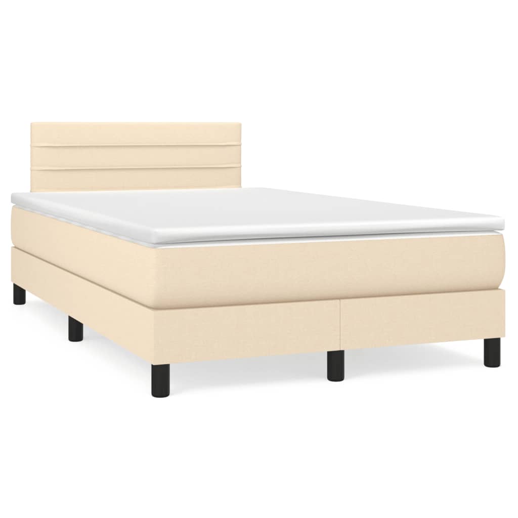 vidaXL Κρεβάτι Boxspring με Στρώμα Κρεμ 120x190 εκ. Υφασμάτινο