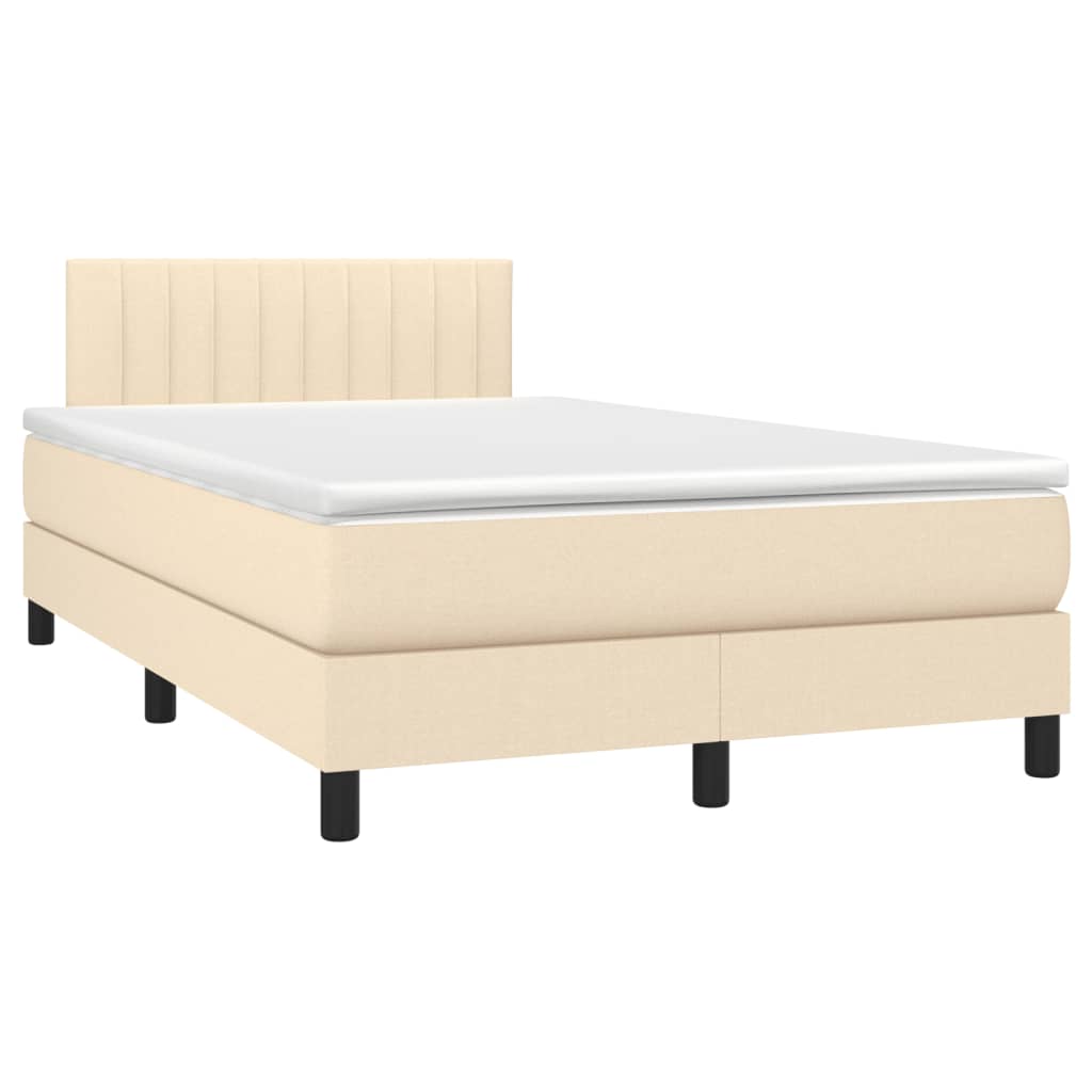 vidaXL Κρεβάτι Boxspring με Στρώμα Κρεμ 120x190 εκ. Υφασμάτινο