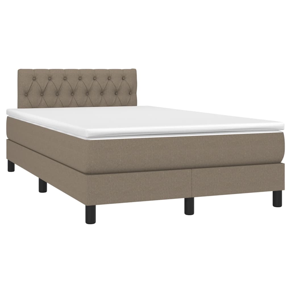 vidaXL Κρεβάτι Boxspring με Στρώμα Taupe 120x190 εκ. Υφασμάτινο