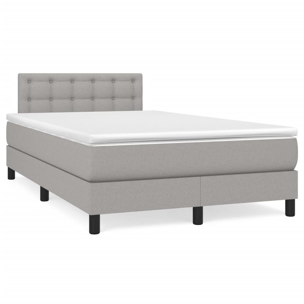 vidaXL Κρεβάτι Boxspring με Στρώμα Ανοιχτό Γκρι 120x190 εκ. Υφασμάτινο