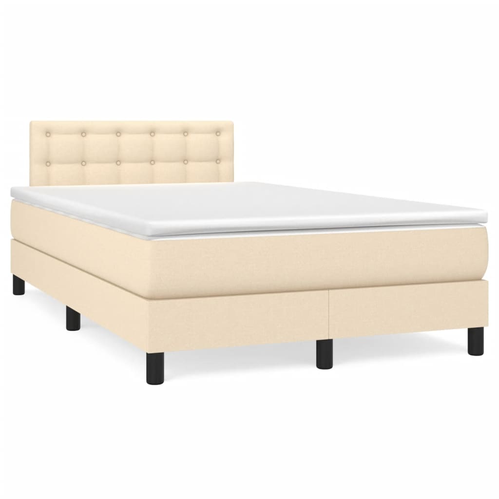 vidaXL Κρεβάτι Boxspring με Στρώμα Κρεμ 120x190 εκ. Υφασμάτινο