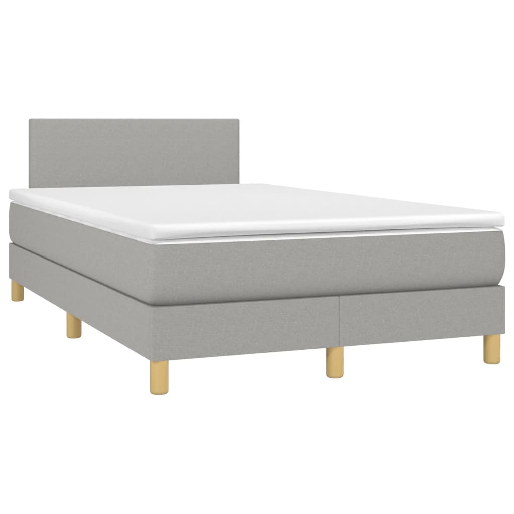 vidaXL Κρεβάτι Boxspring με Στρώμα Ανοιχτό Γκρι 120x190 εκ. Υφασμάτινο