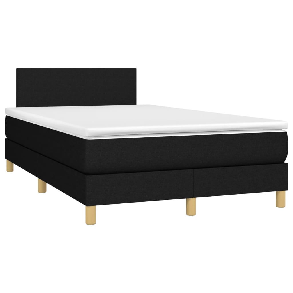 vidaXL Κρεβάτι Boxspring με Στρώμα Μαύρο 120x190 εκ. Υφασμάτινο
