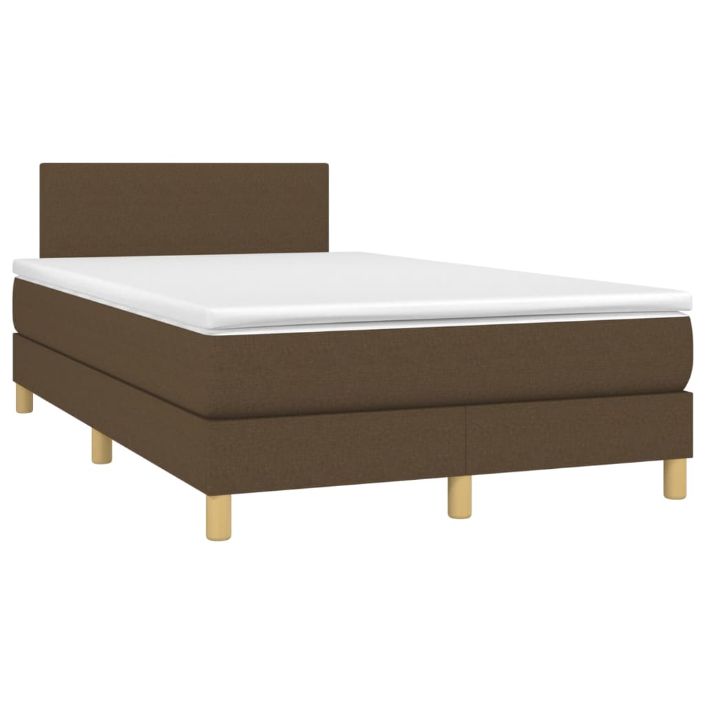 vidaXL Κρεβάτι Boxspring με Στρώμα Σκούρο Καφέ 120x190 εκ Υφασμάτινο
