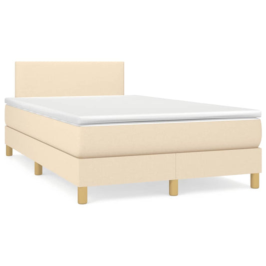 vidaXL Κρεβάτι Boxspring με Στρώμα Κρεμ 120x190 εκ. Υφασμάτινο