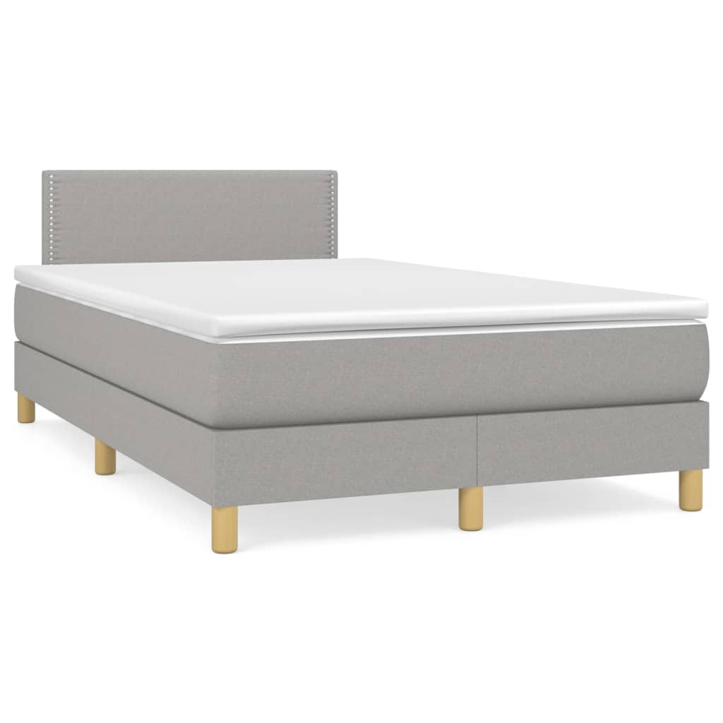 vidaXL Κρεβάτι Boxspring με Στρώμα Ανοιχτό Γκρι 120x190 εκ. Υφασμάτινο