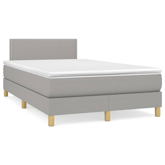 vidaXL Κρεβάτι Boxspring με Στρώμα Ανοιχτό Γκρι 120x190 εκ. Υφασμάτινο