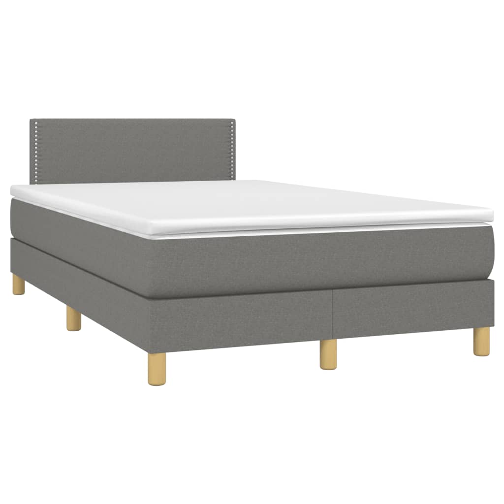 vidaXL Κρεβάτι Boxspring με Στρώμα Σκούρο Γκρι 120x190 εκ Υφασμάτινο
