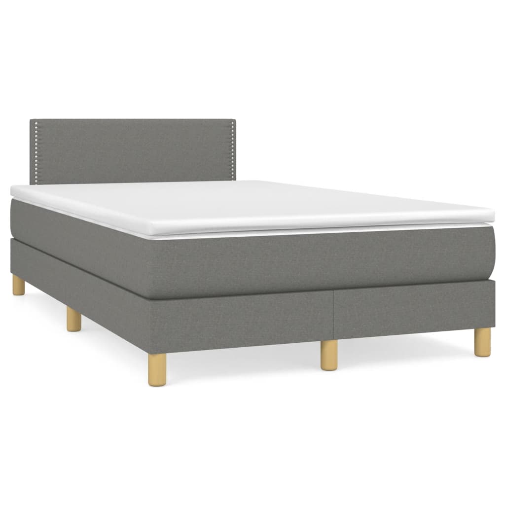 vidaXL Κρεβάτι Boxspring με Στρώμα Σκούρο Γκρι 120x190 εκ Υφασμάτινο