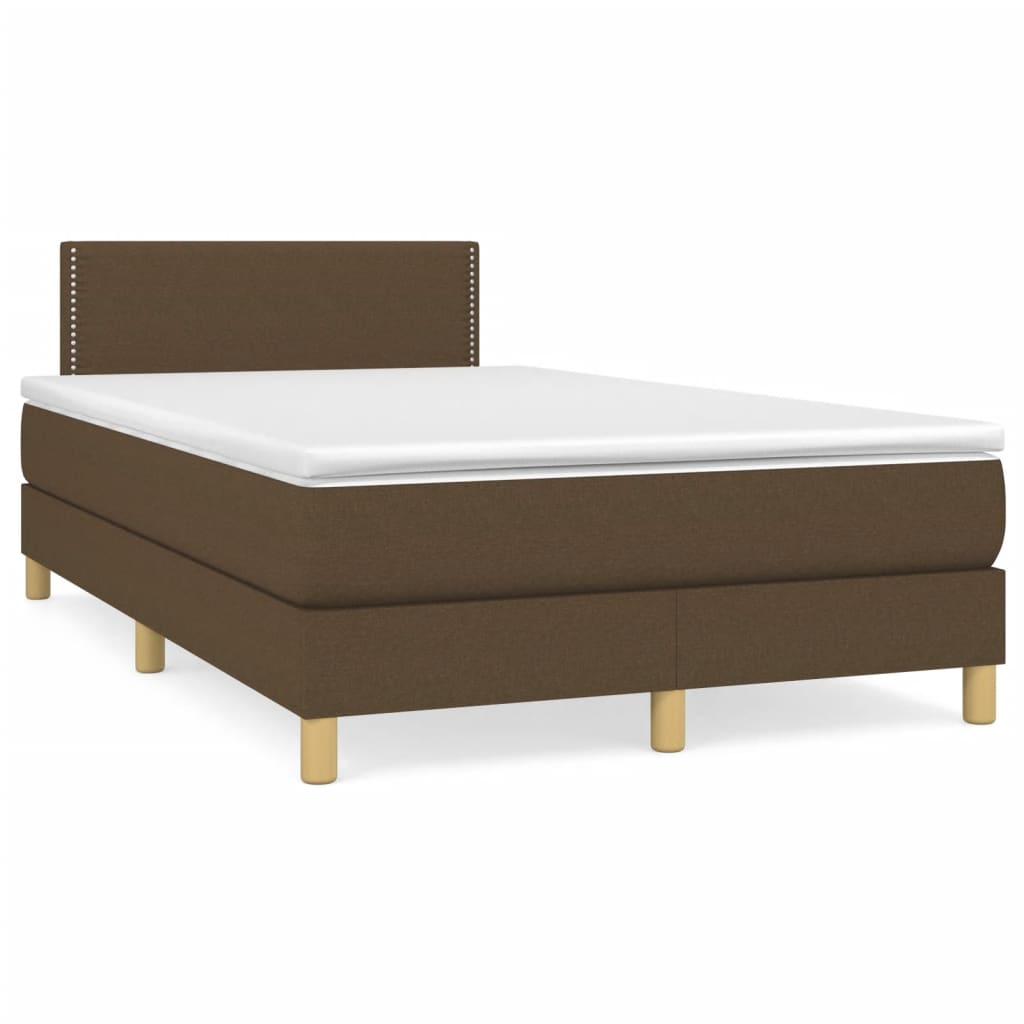 vidaXL Κρεβάτι Boxspring με Στρώμα Σκούρο Καφέ 120x190 εκ Υφασμάτινο