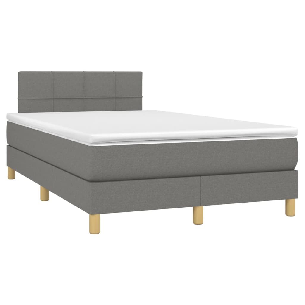 vidaXL Κρεβάτι Boxspring με Στρώμα Σκούρο Γκρι 120x190 εκ Υφασμάτινο
