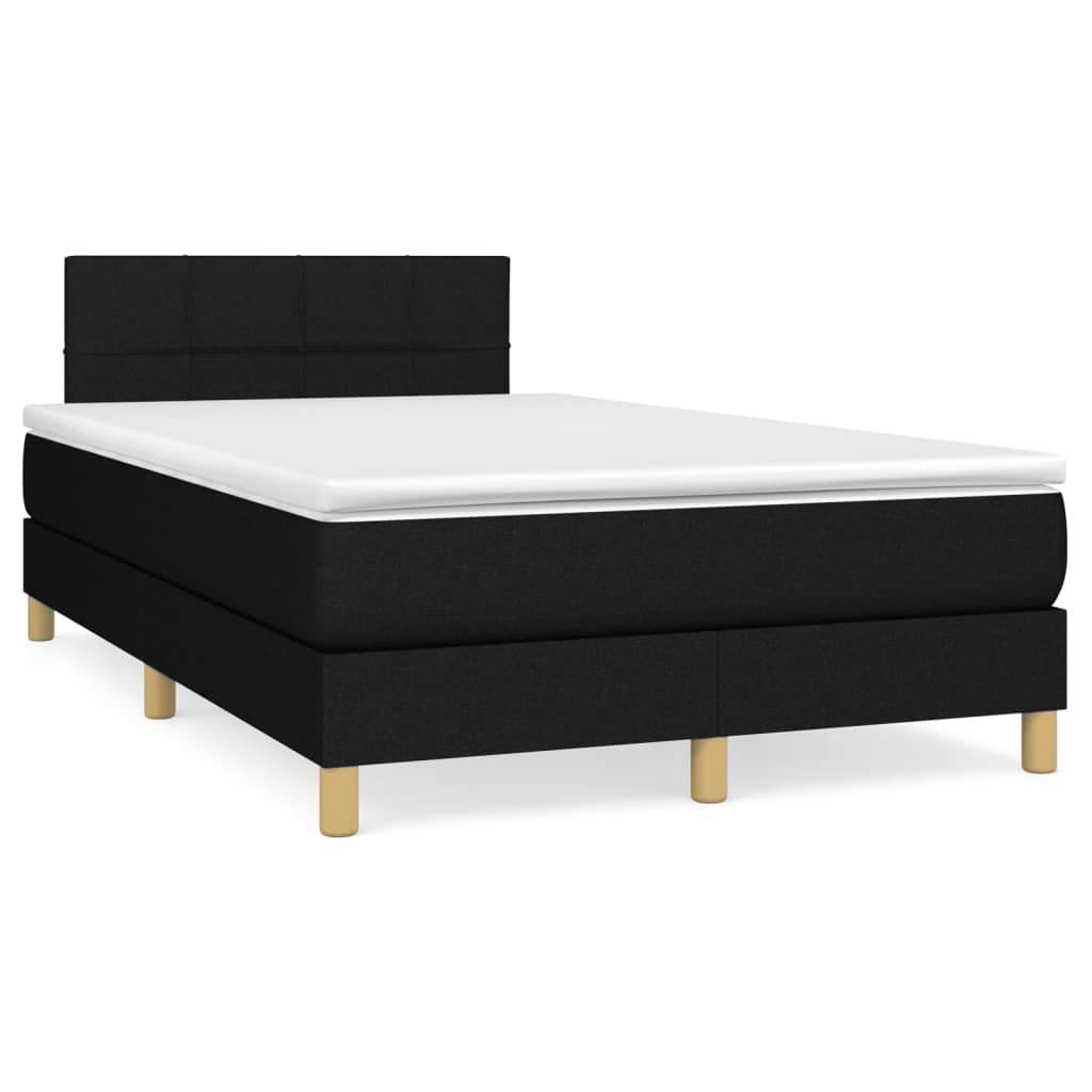 vidaXL Κρεβάτι Boxspring με Στρώμα Μαύρο 120x190 εκ. Υφασμάτινο