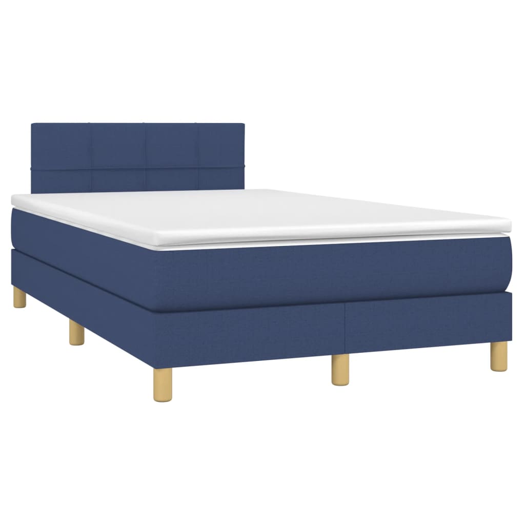 vidaXL Κρεβάτι Boxspring με Στρώμα Μπλε 120x190 εκ. Υφασμάτινο