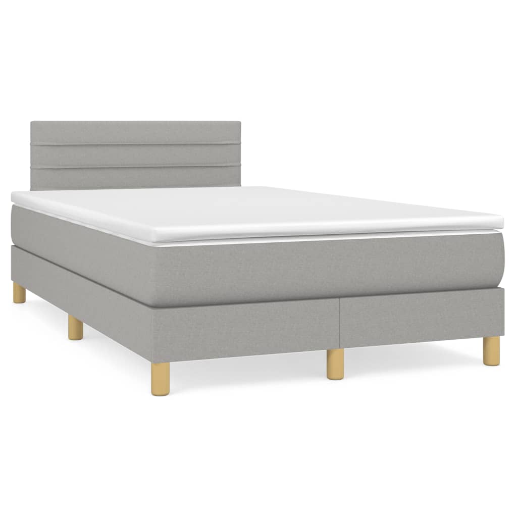 vidaXL Κρεβάτι Boxspring με Στρώμα Ανοιχτό Γκρι 120x190 εκ. Υφασμάτινο