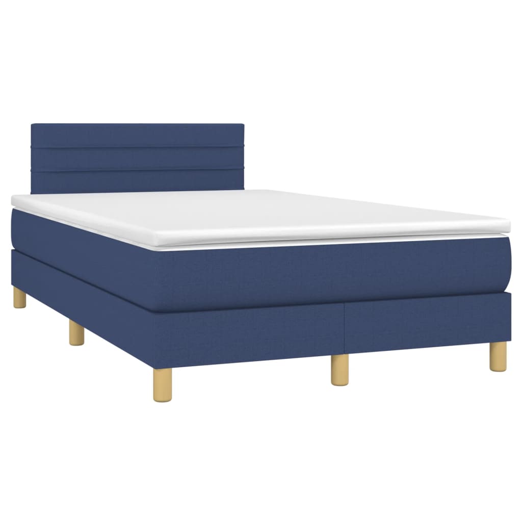 vidaXL Κρεβάτι Boxspring με Στρώμα Μπλε 120x190 εκ. Υφασμάτινο