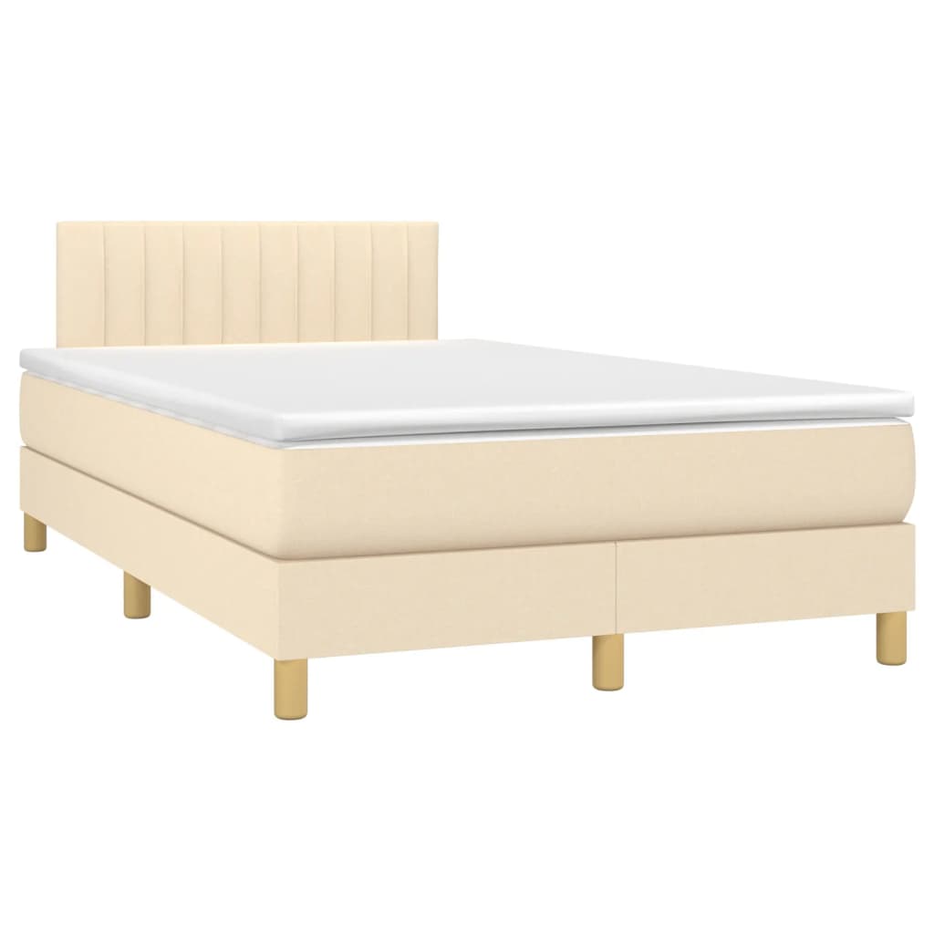 vidaXL Κρεβάτι Boxspring με Στρώμα Κρεμ 120x190 εκ. Υφασμάτινο