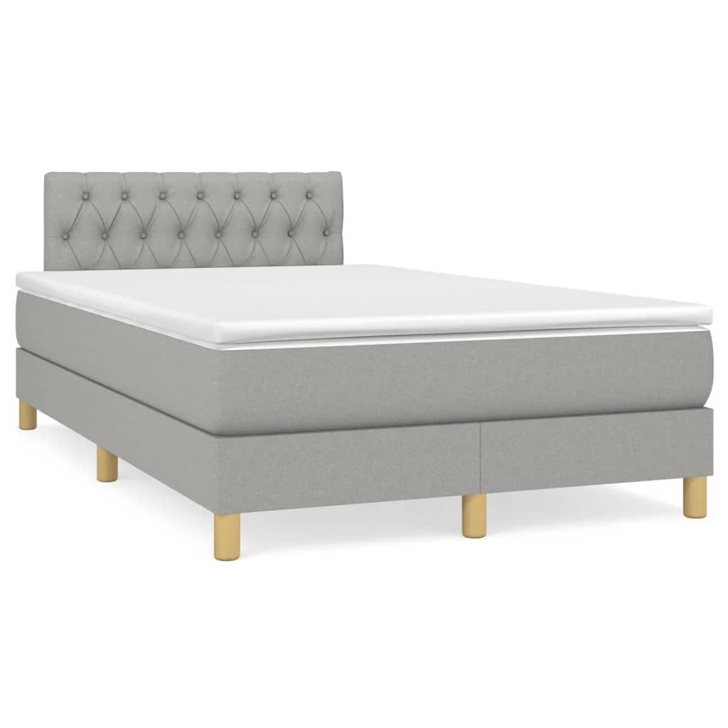 vidaXL Κρεβάτι Boxspring με Στρώμα Ανοιχτό Γκρι 120x190 εκ. Υφασμάτινο
