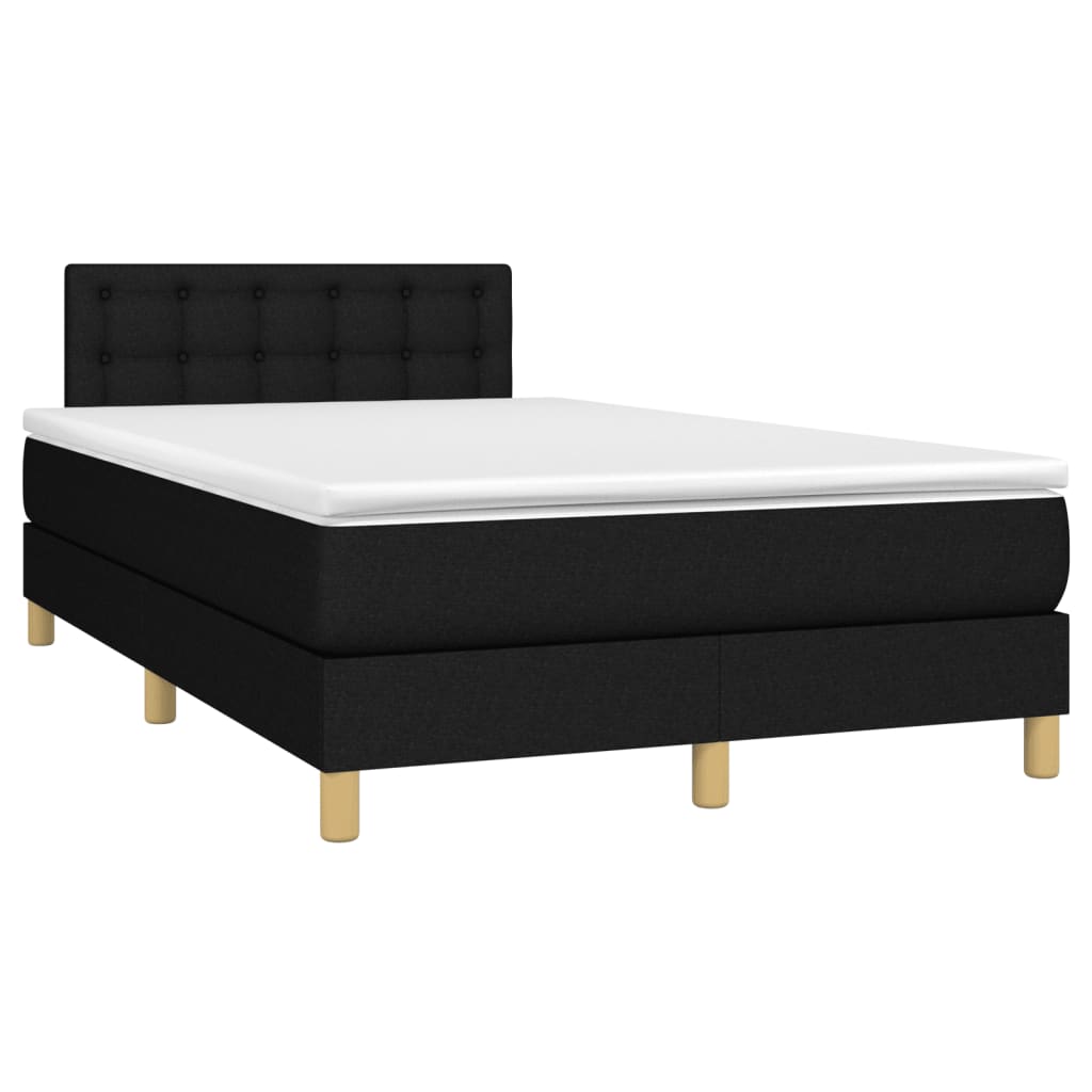 vidaXL Κρεβάτι Boxspring με Στρώμα Μαύρο 120x190 εκ. Υφασμάτινο