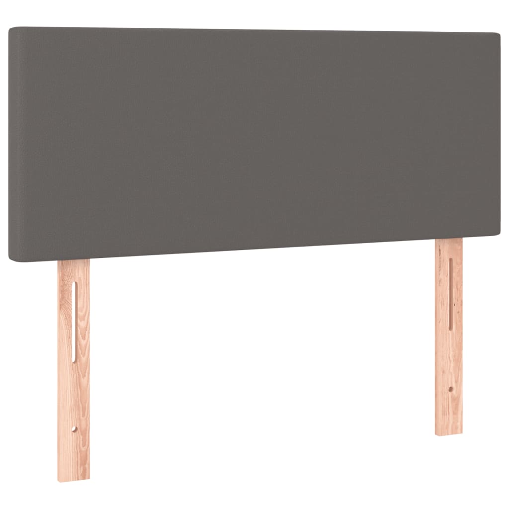 vidaXL Κρεβάτι Boxspring με Στρώμα Γκρι 120x190εκ. από Συνθετικό Δέρμα