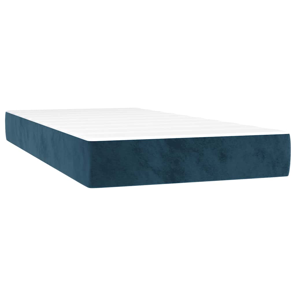 vidaXL Κρεβάτι Boxspring με Στρώμα Σκούρο Μπλε 120x190 εκ. Βελούδινο