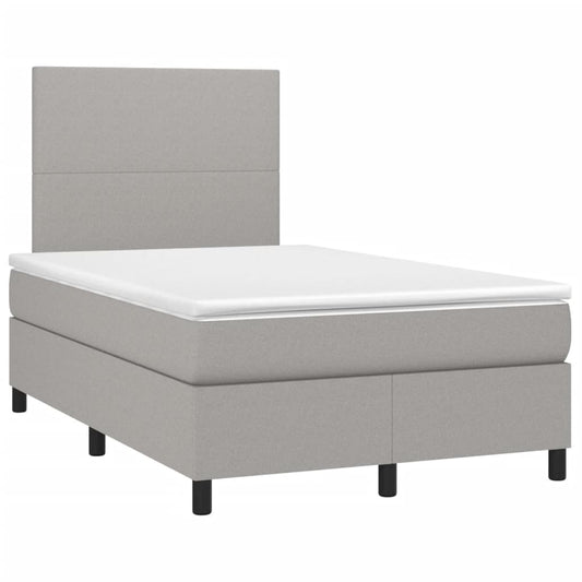 vidaXL Κρεβάτι Boxspring με Στρώμα Ανοιχτό Γκρι 120x190 εκ. Υφασμάτινο