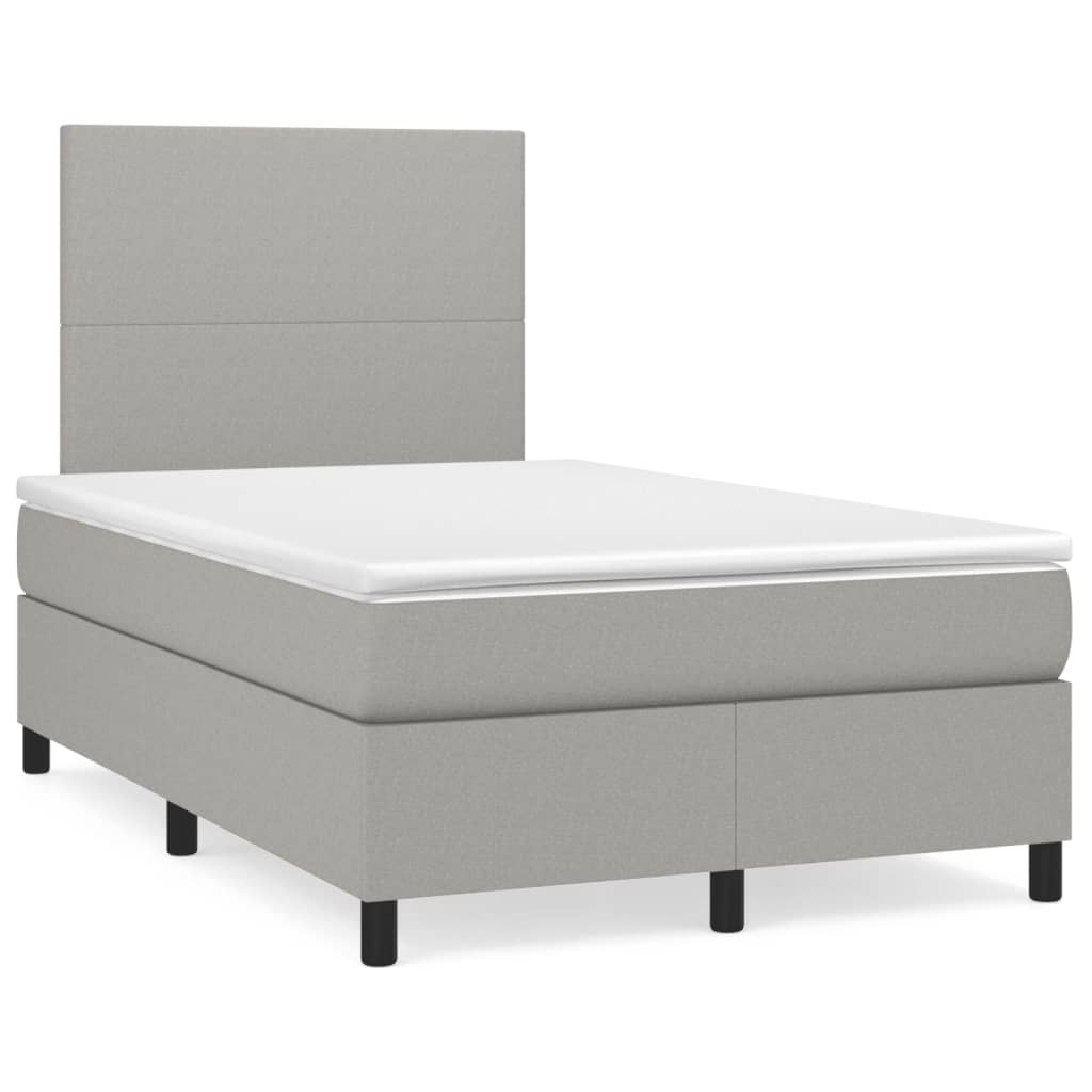 vidaXL Κρεβάτι Boxspring με Στρώμα Ανοιχτό Γκρι 120x190 εκ. Υφασμάτινο