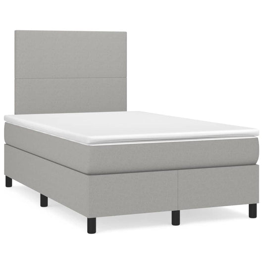 vidaXL Κρεβάτι Boxspring με Στρώμα Ανοιχτό Γκρι 120x190 εκ. Υφασμάτινο