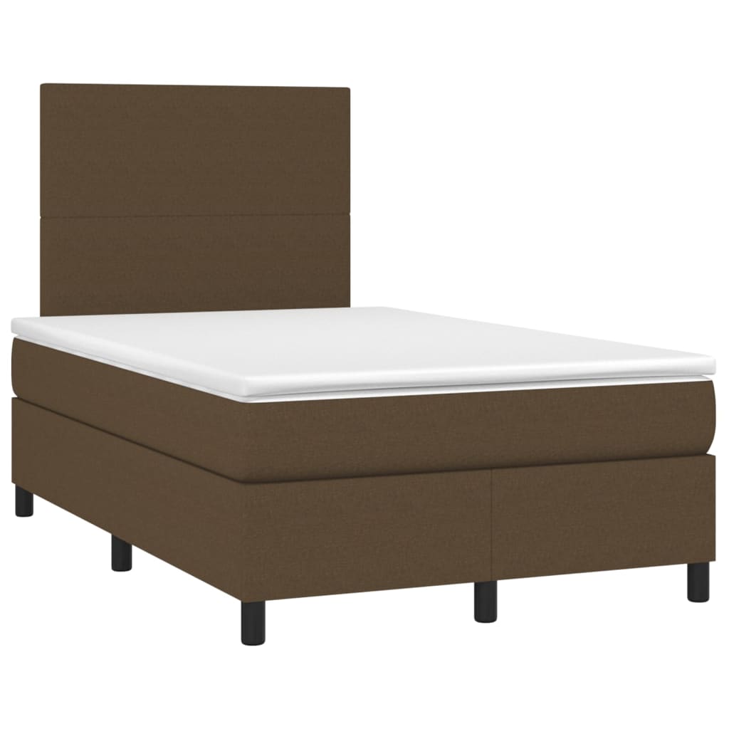 vidaXL Κρεβάτι Boxspring με Στρώμα Σκούρο Καφέ 120x190 εκ Υφασμάτινο