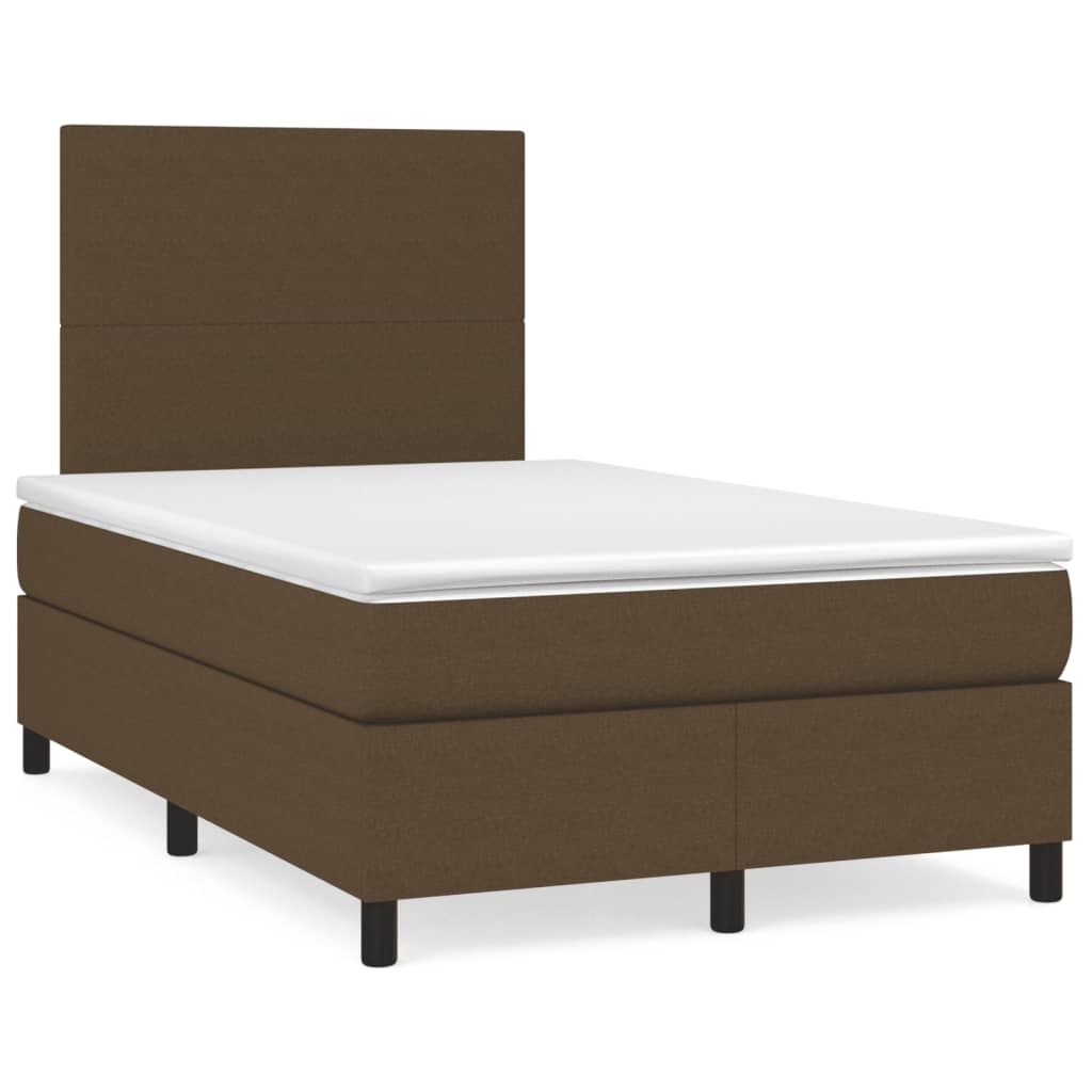 vidaXL Κρεβάτι Boxspring με Στρώμα Σκούρο Καφέ 120x190 εκ Υφασμάτινο