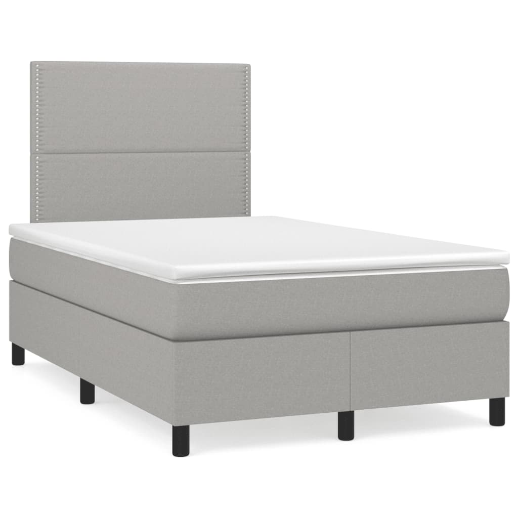 vidaXL Κρεβάτι Boxspring με Στρώμα Ανοιχτό Γκρι 120x190 εκ. Υφασμάτινο
