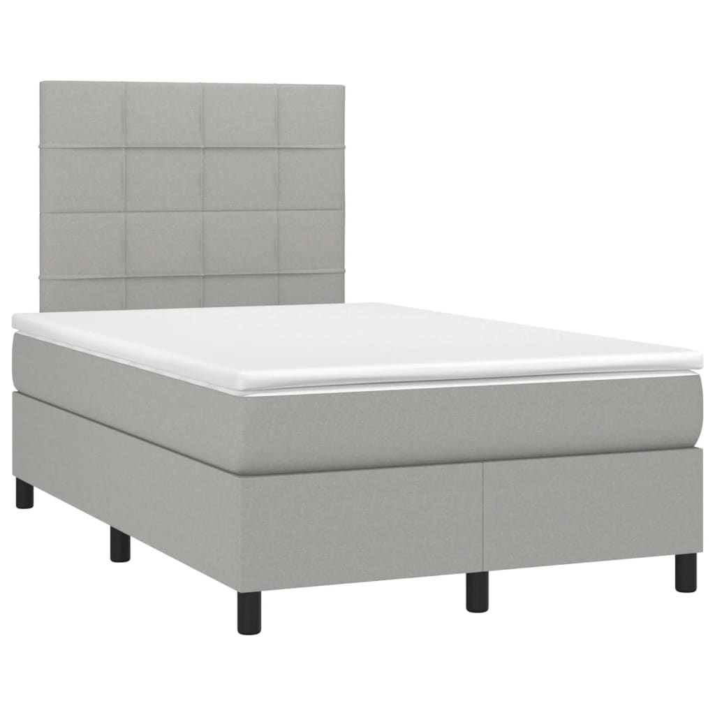 vidaXL Κρεβάτι Boxspring με Στρώμα Ανοιχτό Γκρι 120x190 εκ. Υφασμάτινο