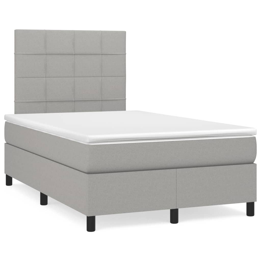 vidaXL Κρεβάτι Boxspring με Στρώμα Ανοιχτό Γκρι 120x190 εκ. Υφασμάτινο