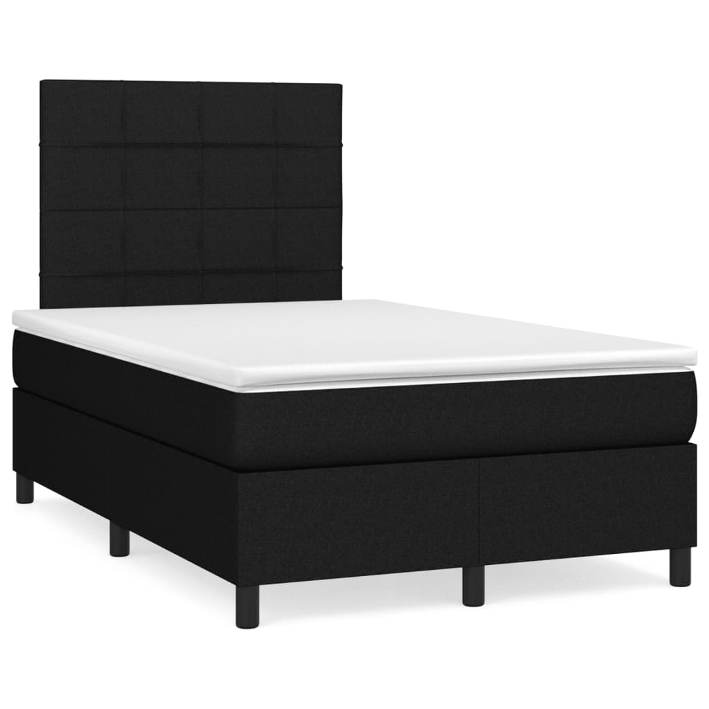 vidaXL Κρεβάτι Boxspring με Στρώμα Μαύρο 120x190 εκ. Υφασμάτινο