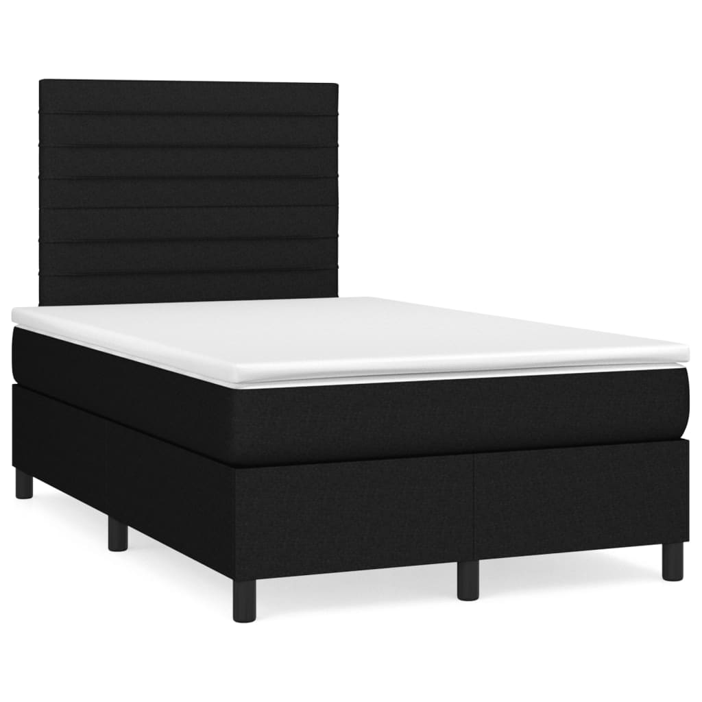 vidaXL Κρεβάτι Boxspring με Στρώμα Μαύρο 120x190 εκ. Υφασμάτινο