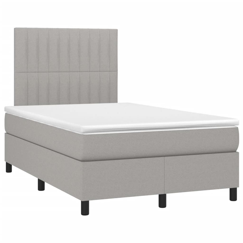 vidaXL Κρεβάτι Boxspring με Στρώμα Ανοιχτό Γκρι 120x190 εκ. Υφασμάτινο