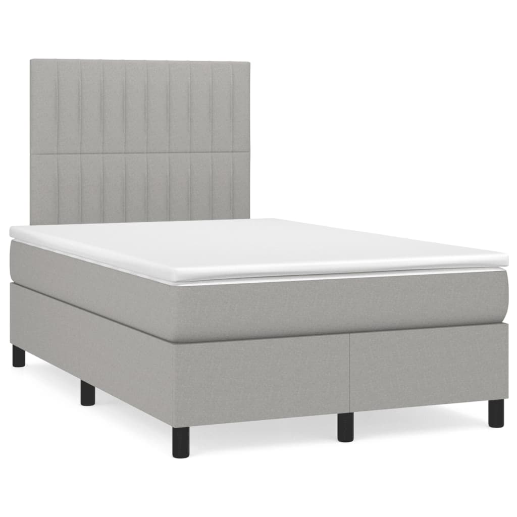 vidaXL Κρεβάτι Boxspring με Στρώμα Ανοιχτό Γκρι 120x190 εκ. Υφασμάτινο
