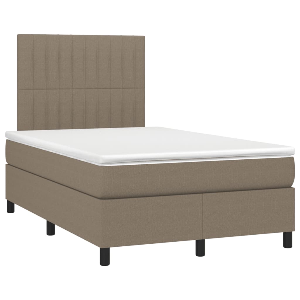 vidaXL Κρεβάτι Boxspring με Στρώμα Taupe 120x190 εκ. Υφασμάτινο
