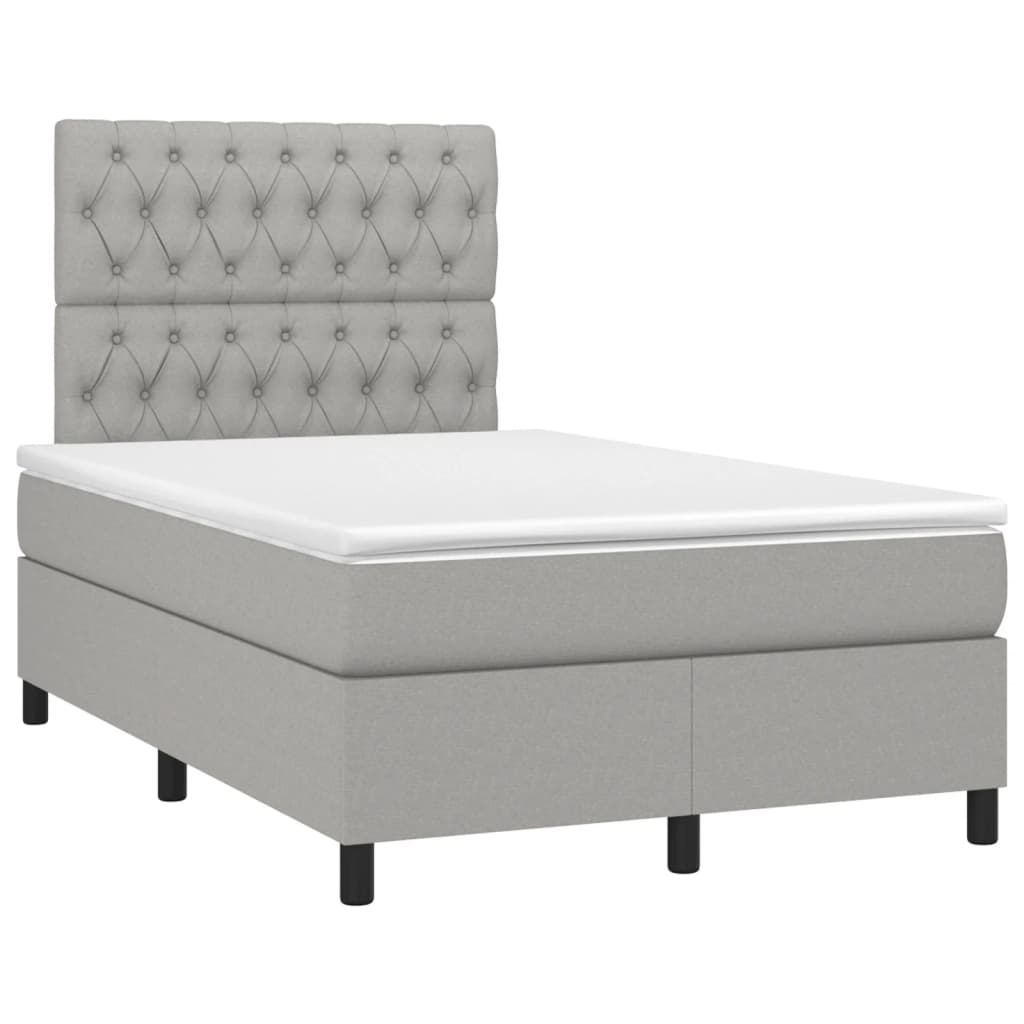 vidaXL Κρεβάτι Boxspring με Στρώμα Ανοιχτό Γκρι 120x190 εκ. Υφασμάτινο