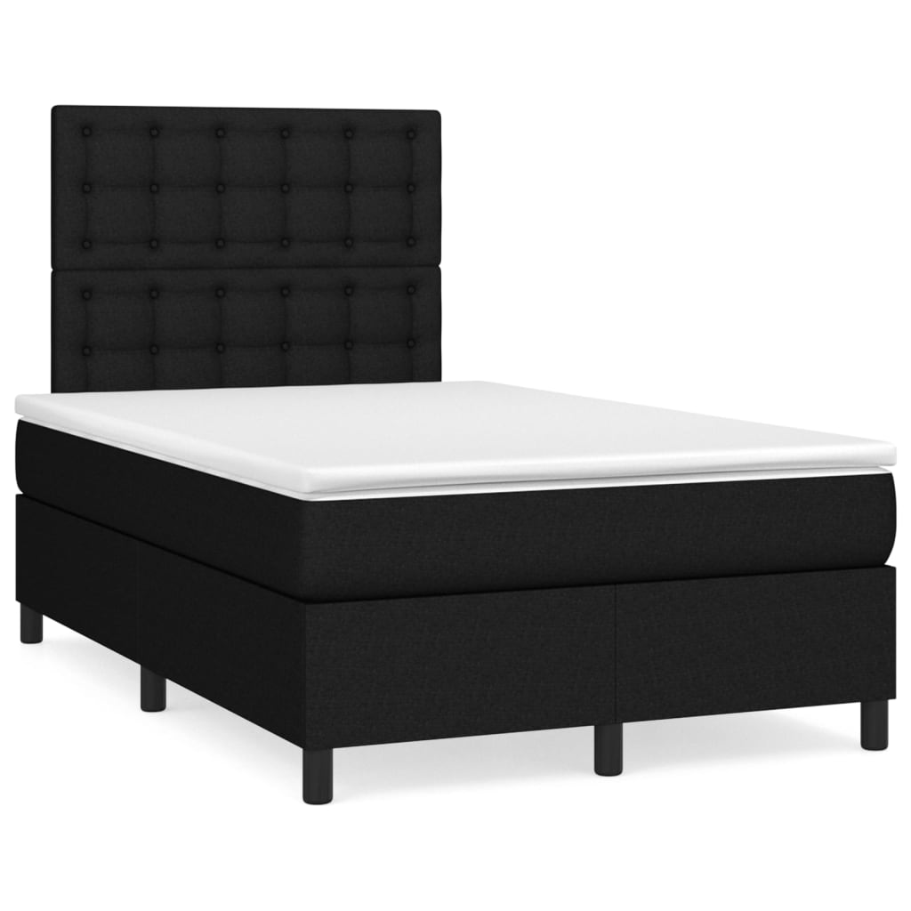 vidaXL Κρεβάτι Boxspring με Στρώμα Μαύρο 120x190 εκ. Υφασμάτινο