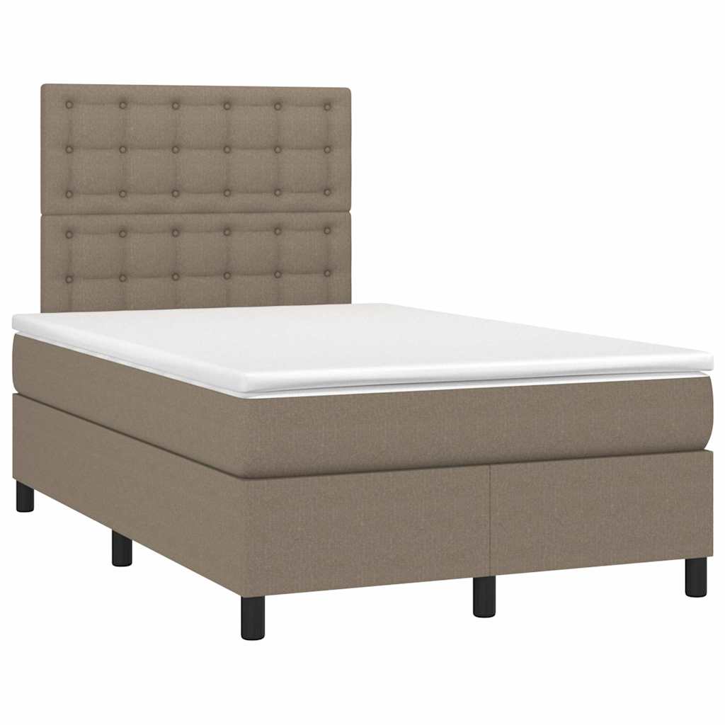 vidaXL Κρεβάτι Boxspring με Στρώμα Taupe 120x190 εκ. Υφασμάτινο