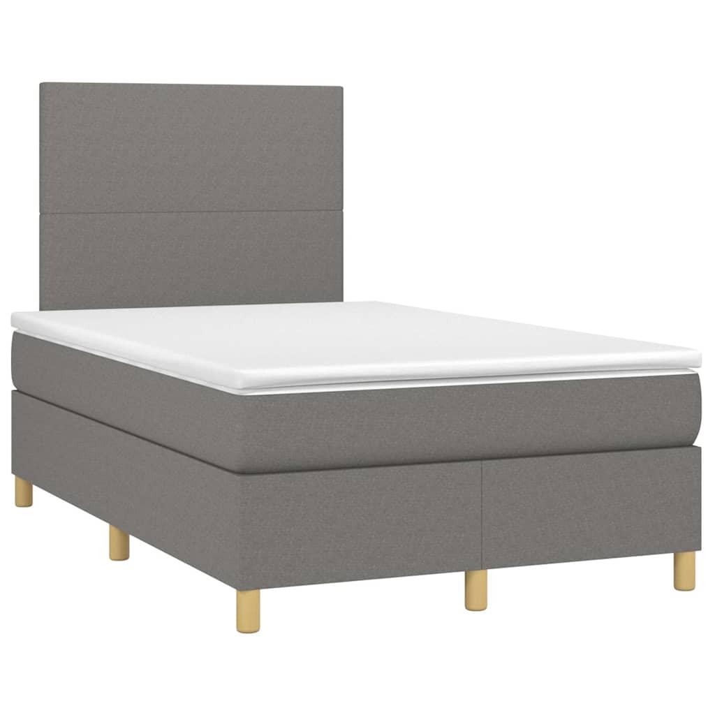 vidaXL Κρεβάτι Boxspring με Στρώμα Σκούρο Γκρι 120x190 εκ Υφασμάτινο