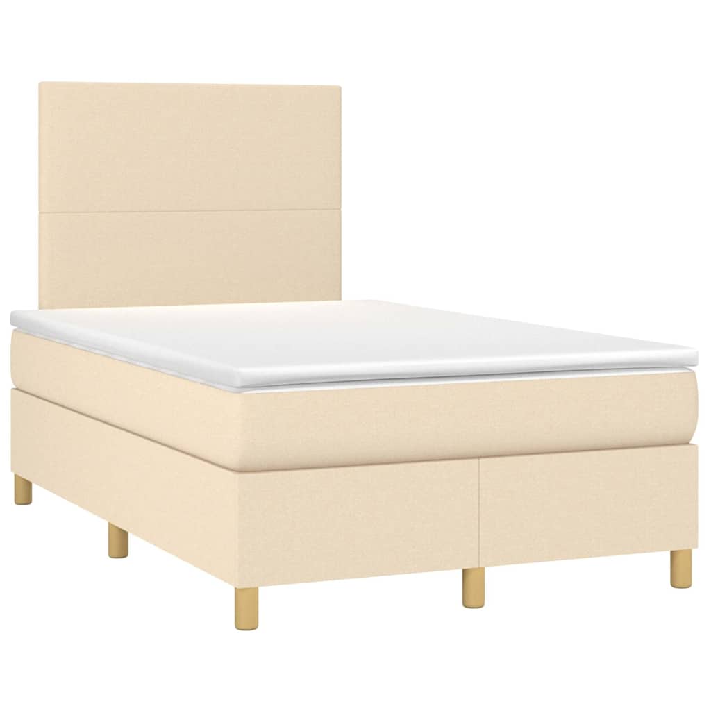 vidaXL Κρεβάτι Boxspring με Στρώμα Κρεμ 120x190 εκ. Υφασμάτινο