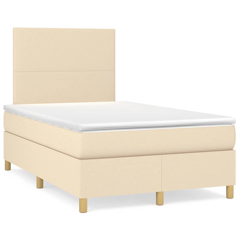 vidaXL Κρεβάτι Boxspring με Στρώμα Κρεμ 120x190 εκ. Υφασμάτινο