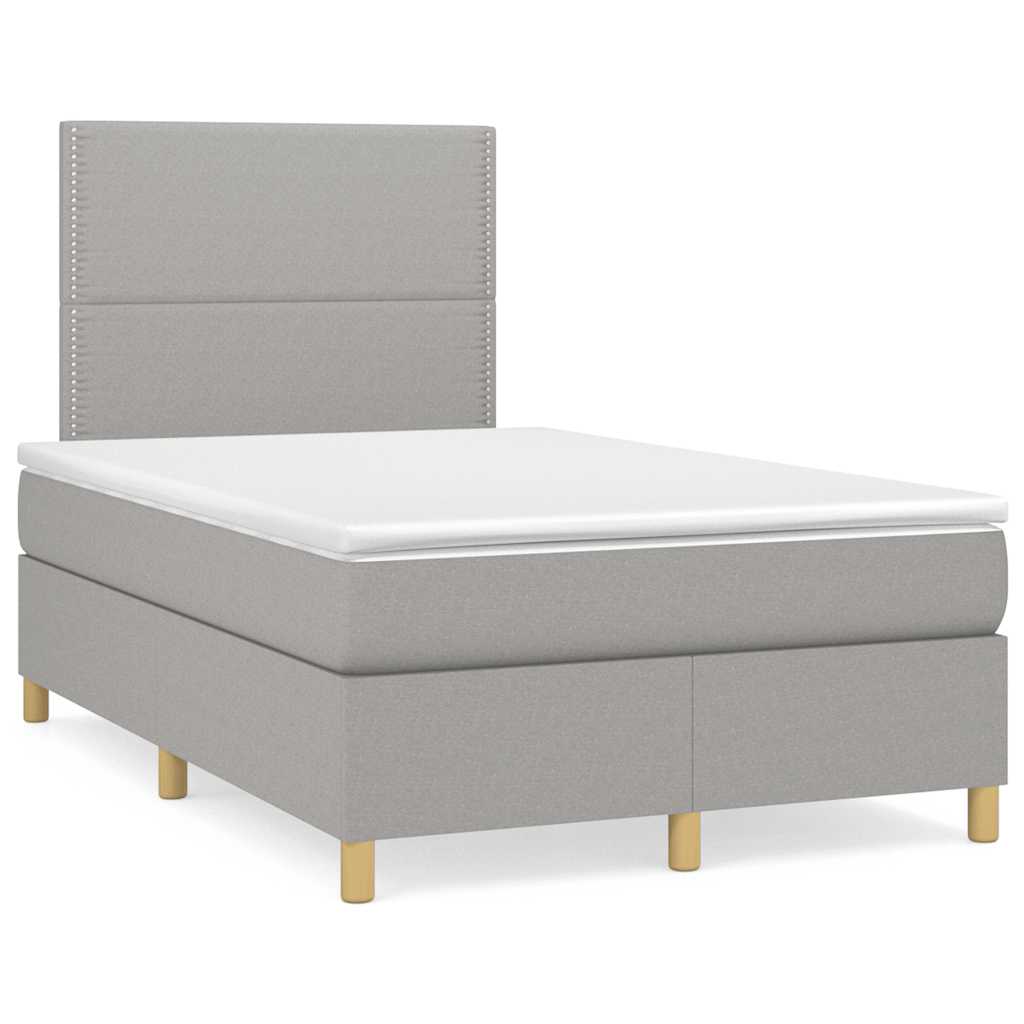 vidaXL Κρεβάτι Boxspring με Στρώμα Ανοιχτό Γκρι 120x190 εκ. Υφασμάτινο