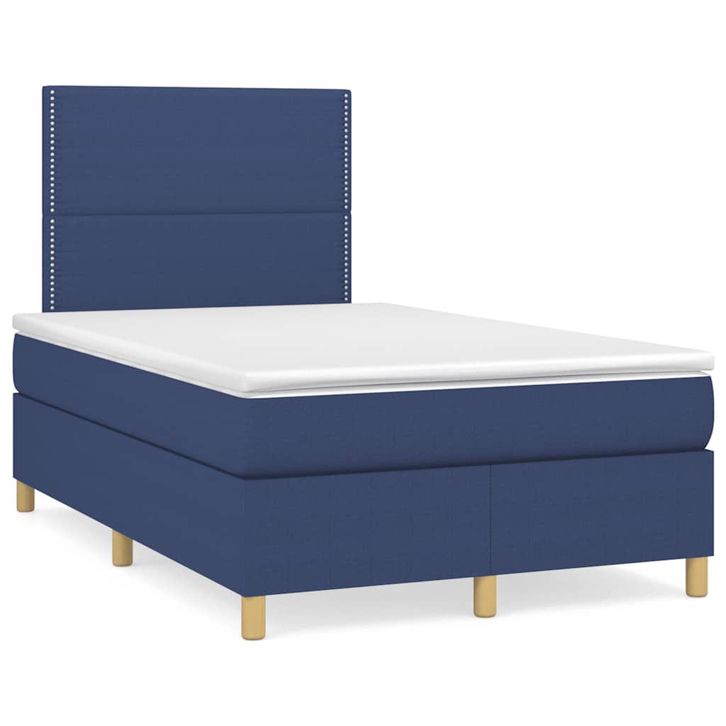vidaXL Κρεβάτι Boxspring με Στρώμα Μπλε 120x190 εκ. Υφασμάτινο