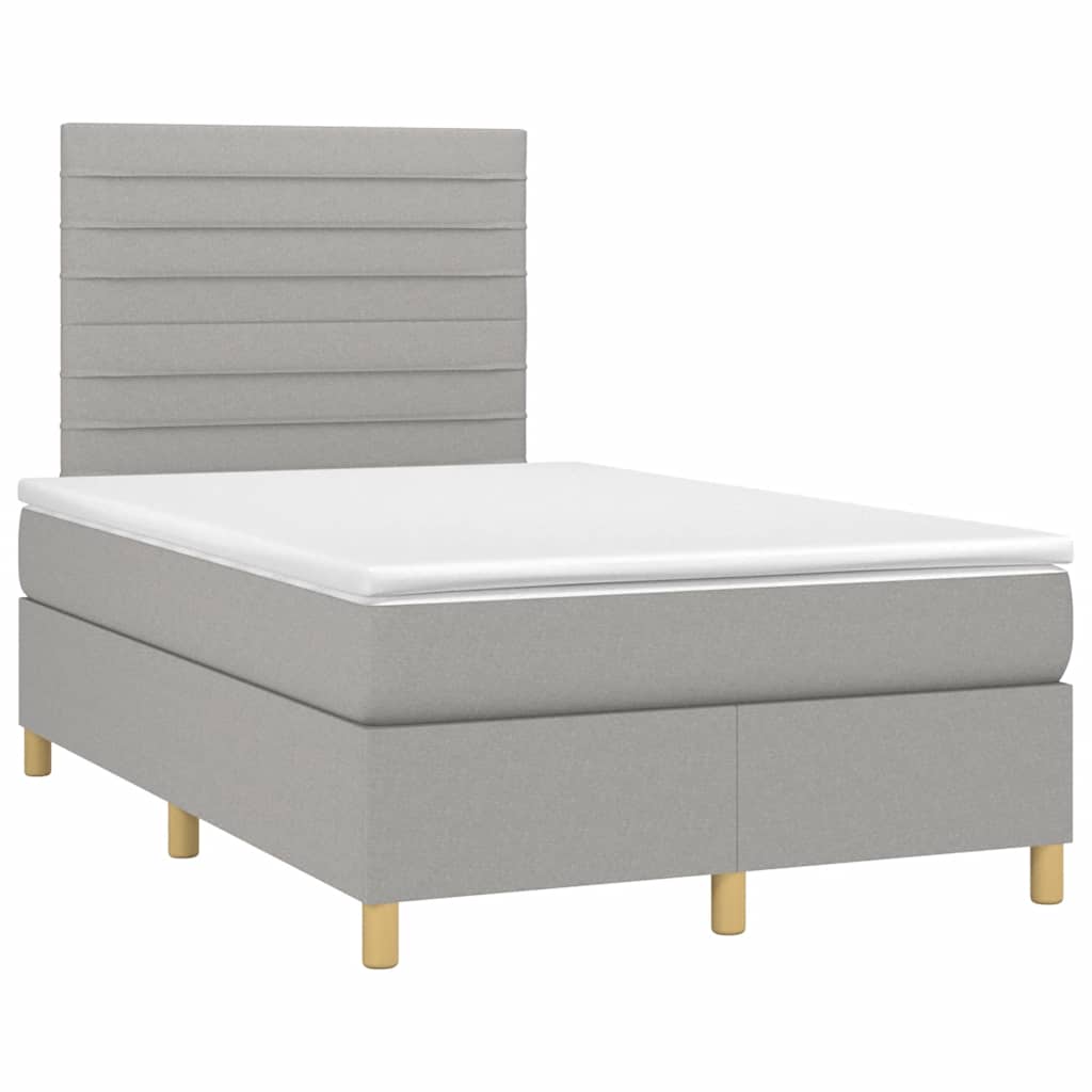 vidaXL Κρεβάτι Boxspring με Στρώμα Ανοιχτό Γκρι 120x190 εκ. Υφασμάτινο